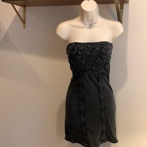Rare free people mini black xs body con bandeau dress good used condition